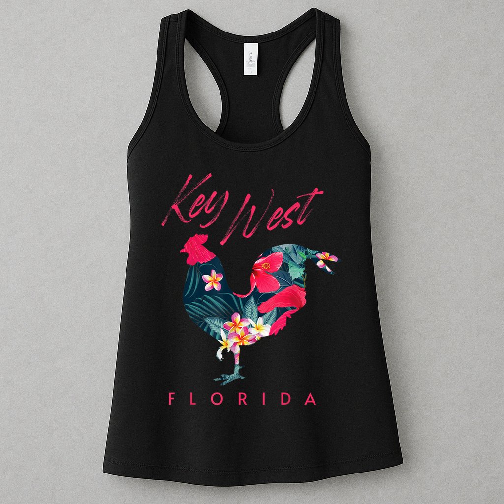 Key West Florida Chicken Lover Flower Hibiscus Souvenir Womens Tank Top