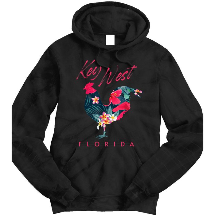 Key West Florida Chicken Lover Flower Hibiscus Souvenir Tie Dye Hoodie