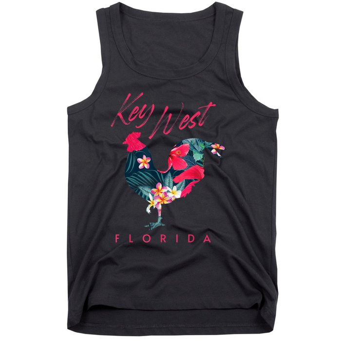 Key West Florida Chicken Lover Flower Hibiscus Souvenir Tank Top