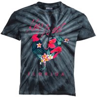 Key West Florida Chicken Lover Flower Hibiscus Souvenir Kids Tie-Dye T-Shirt