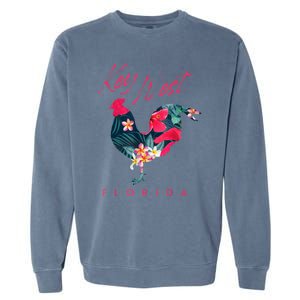 Key West Florida Chicken Lover Flower Hibiscus Souvenir Garment-Dyed Sweatshirt