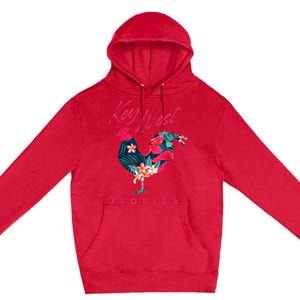 Key West Florida Chicken Lover Flower Hibiscus Souvenir Premium Pullover Hoodie