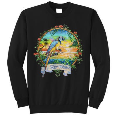 Key West, Florida Vintage Tropical Sunset Beach Parrot Sweatshirt