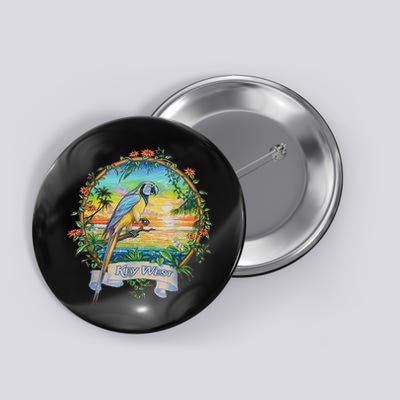 Key West, Florida Vintage Tropical Sunset Beach Parrot Button