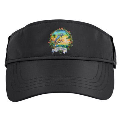 Key West, Florida Vintage Tropical Sunset Beach Parrot Adult Drive Performance Visor