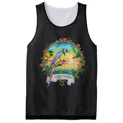 Key West, Florida Vintage Tropical Sunset Beach Parrot Mesh Reversible Basketball Jersey Tank