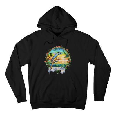 Key West, Florida Vintage Tropical Sunset Beach Parrot Tall Hoodie