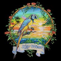 Key West, Florida Vintage Tropical Sunset Beach Parrot Kids T-Shirt