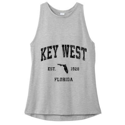 Key West Florida Fl Vintage Athletic Black Sports Ladies PosiCharge Tri-Blend Wicking Tank