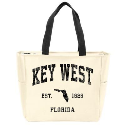 Key West Florida Fl Vintage Athletic Black Sports Zip Tote Bag