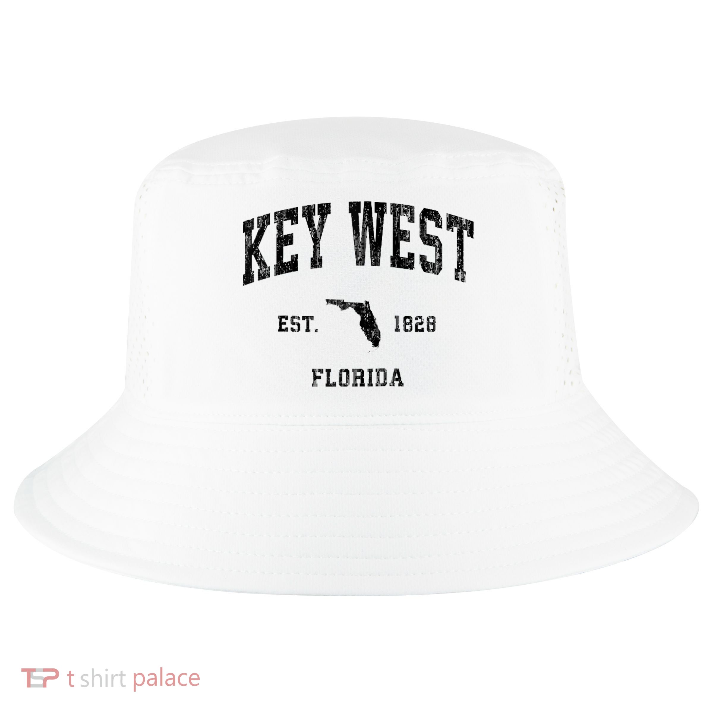 Key West Florida Fl Vintage Athletic Black Sports Cool Comfort Performance Bucket Hat