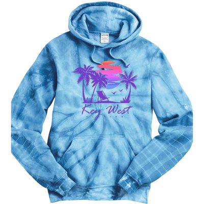 Key West Florida Spring Break Vacation Retro Vintage Sunset Tie Dye Hoodie