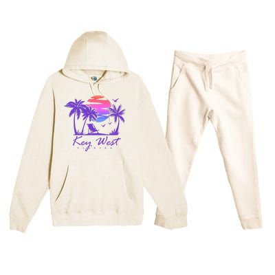 Key West Florida Spring Break Vacation Retro Vintage Sunset Premium Hooded Sweatsuit Set