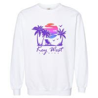 Key West Florida Spring Break Vacation Retro Vintage Sunset Garment-Dyed Sweatshirt