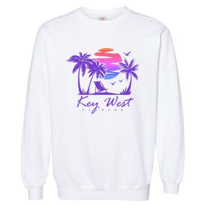 Key West Florida Spring Break Vacation Retro Vintage Sunset Garment-Dyed Sweatshirt