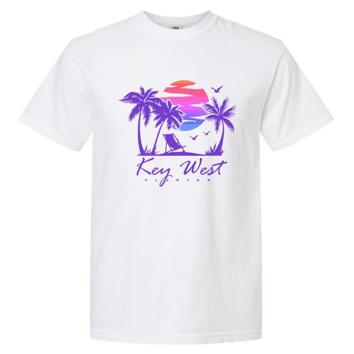 Key West Florida Spring Break Vacation Retro Vintage Sunset Garment-Dyed Heavyweight T-Shirt