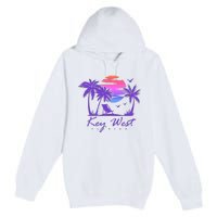 Key West Florida Spring Break Vacation Retro Vintage Sunset Premium Pullover Hoodie