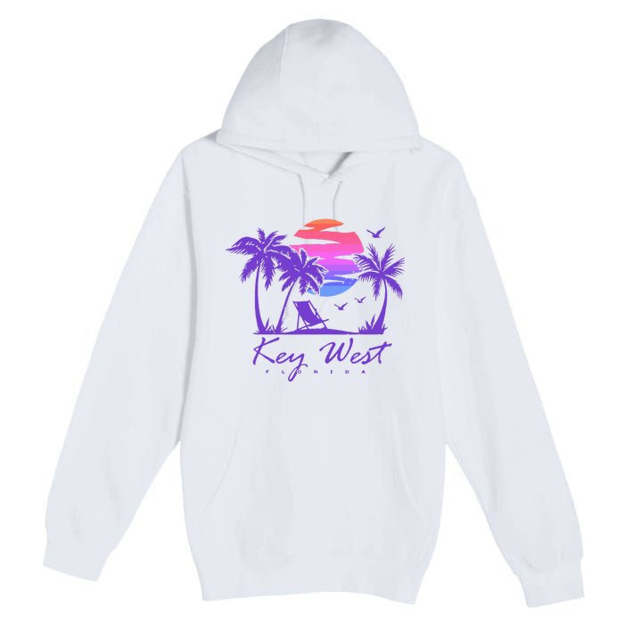 Key West Florida Spring Break Vacation Retro Vintage Sunset Premium Pullover Hoodie