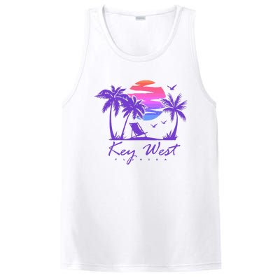 Key West Florida Spring Break Vacation Retro Vintage Sunset PosiCharge Competitor Tank