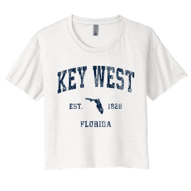 Key West Florida Fl Vintage Athletic Sports Design Crop Top