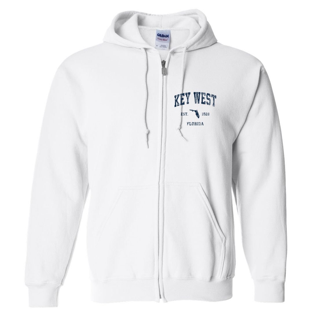 Key West Florida Fl Vintage Athletic Sports Design Full Zip Hoodie