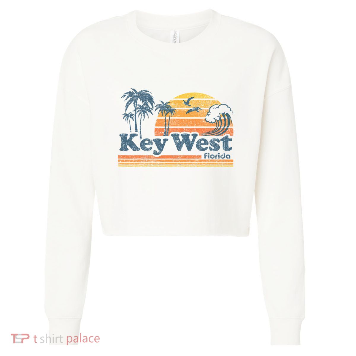 Key West Florida Beach Vintage Spring Break Vacation Cropped Pullover Crew