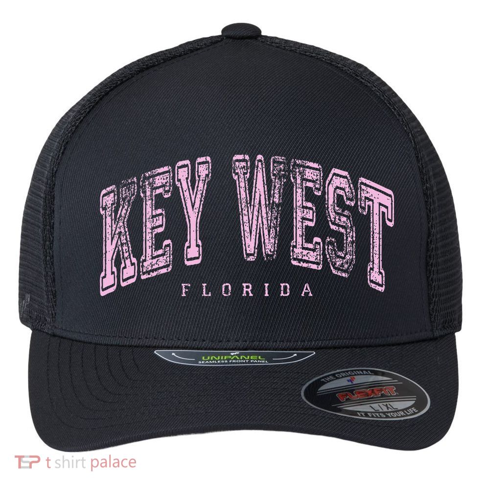 Key West Florida Keys Vintage Retro Us City State Travel Flexfit Unipanel Trucker Cap