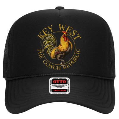 Key West Florida Vintage Rooster Design Souvenir Trucker Hat