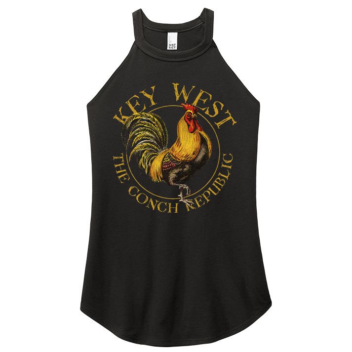 Key West Florida Vintage Rooster Design Souvenir Women's Perfect Tri Rocker Tank