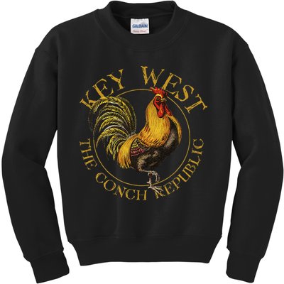 Key West Florida Vintage Rooster Design Souvenir Kids Sweatshirt