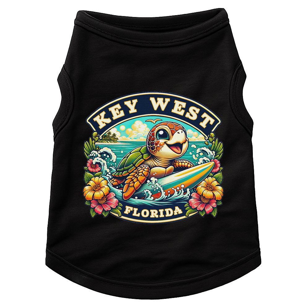 Key West Florida Cute Sea Turtle Surfing Doggie Tank