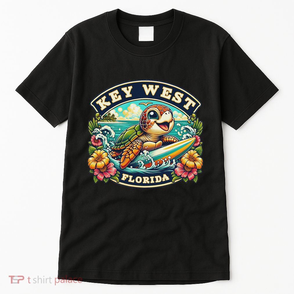 Key West Florida Cute Sea Turtle Surfing Tall T-Shirt