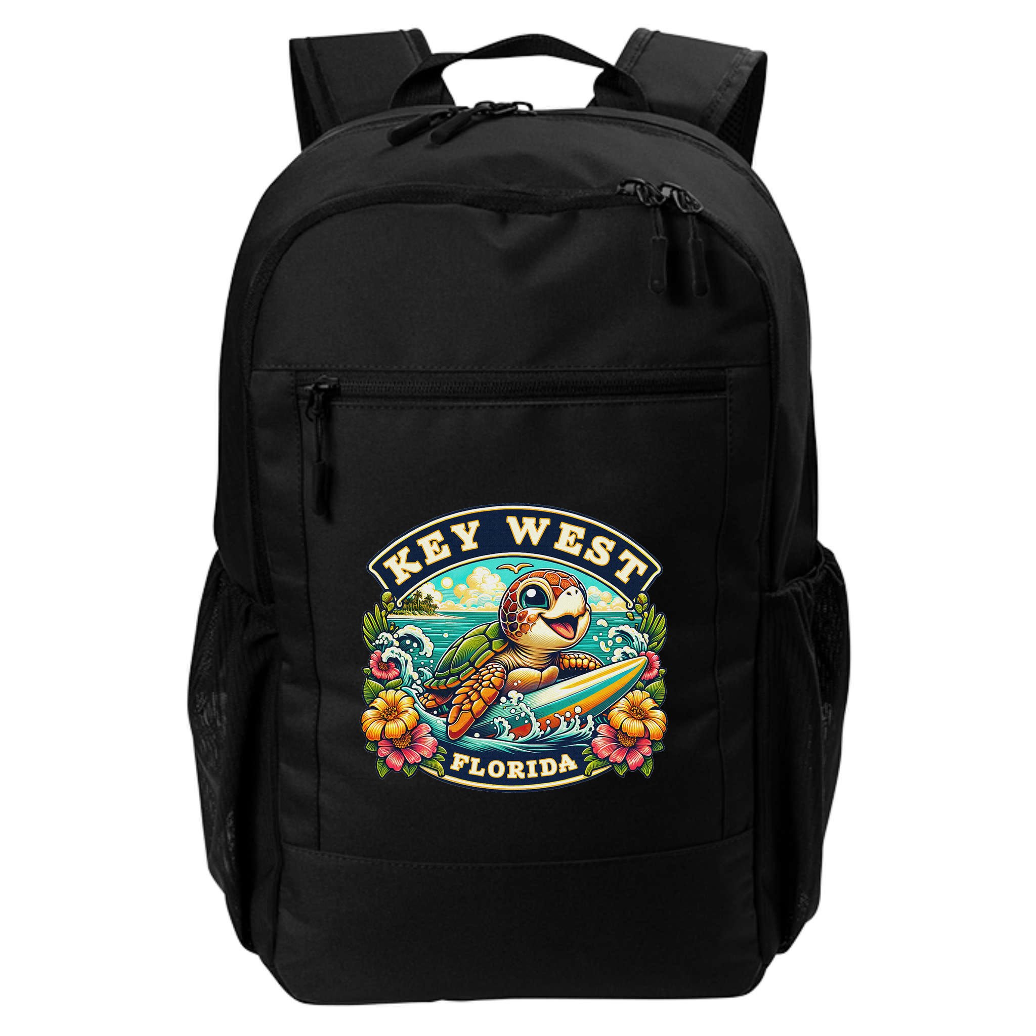 Key West Florida Cute Sea Turtle Surfing Backpack