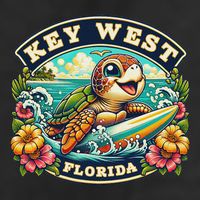 Key West Florida Cute Sea Turtle Surfing 11oz C Handle Ceramic Mug