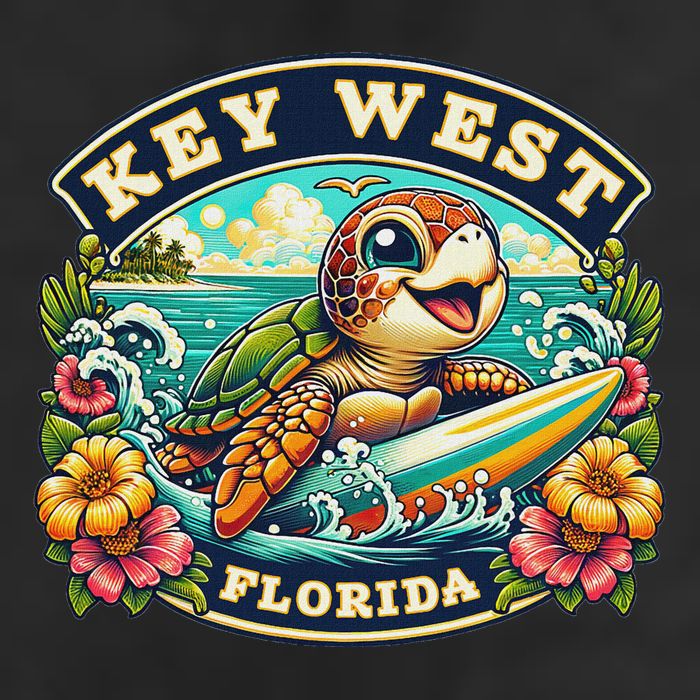 Key West Florida Cute Sea Turtle Surfing 11oz C Handle Ceramic Mug
