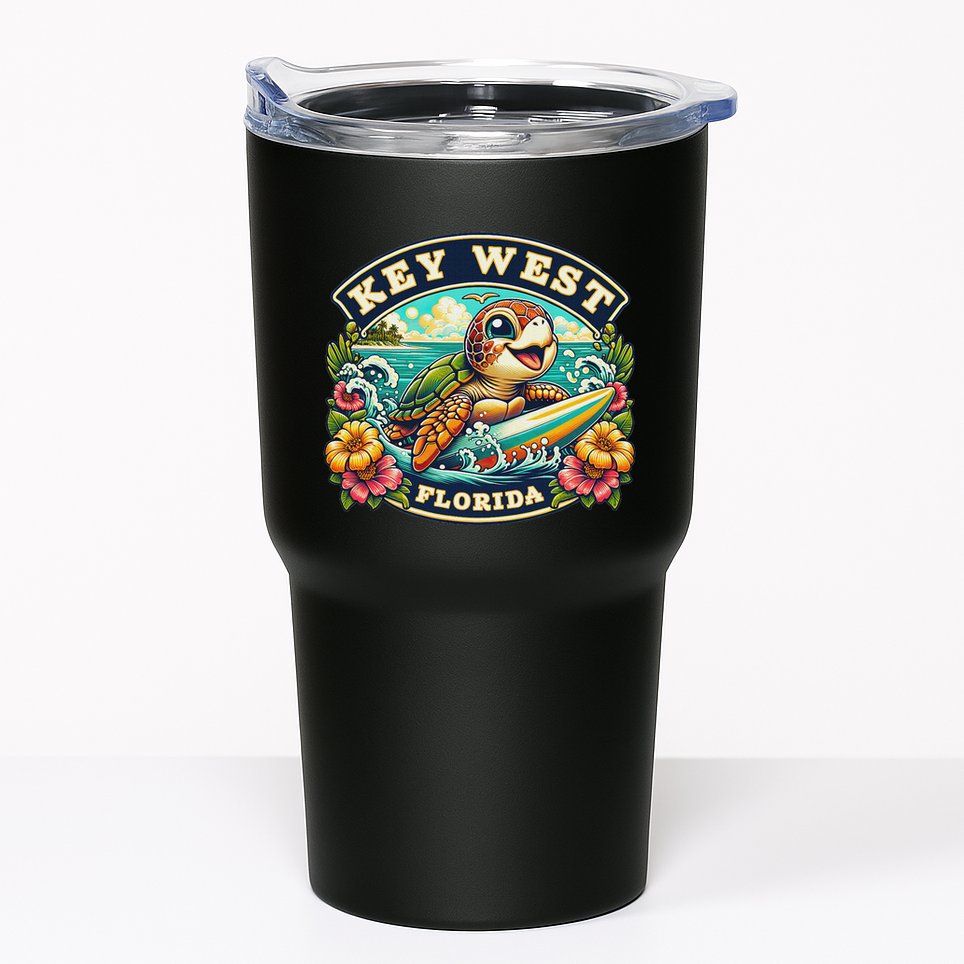 Key West Florida Cute Sea Turtle Surfing Tumbler