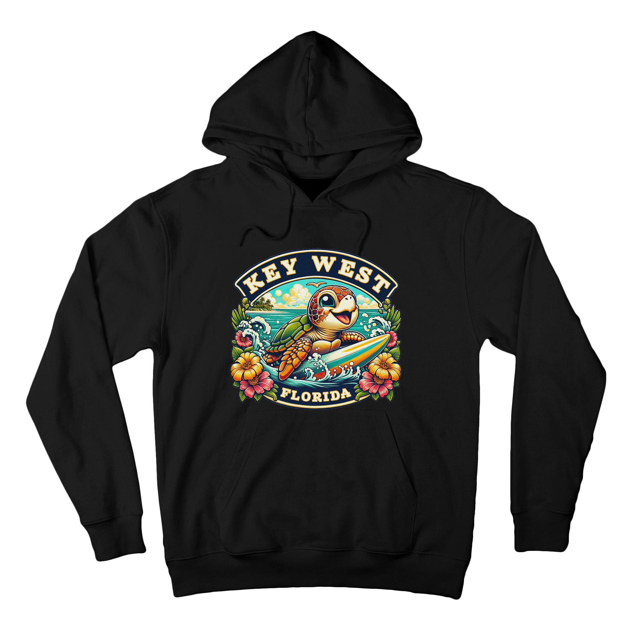 Key West Florida Cute Sea Turtle Surfing Tall Hoodie