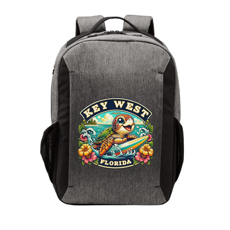 Key West Florida Cute Sea Turtle Surfing Vector Backpack