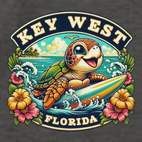 Key West Florida Cute Sea Turtle Surfing Vector Backpack