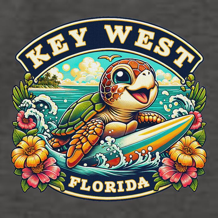 Key West Florida Cute Sea Turtle Surfing Vector Backpack