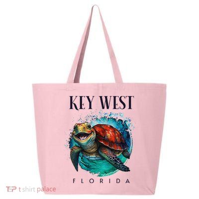 Key West Florida Watercolor Happy Sea Turtle 25L Jumbo Tote