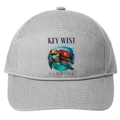 Key West Florida Watercolor Happy Sea Turtle 7-Panel Snapback Hat