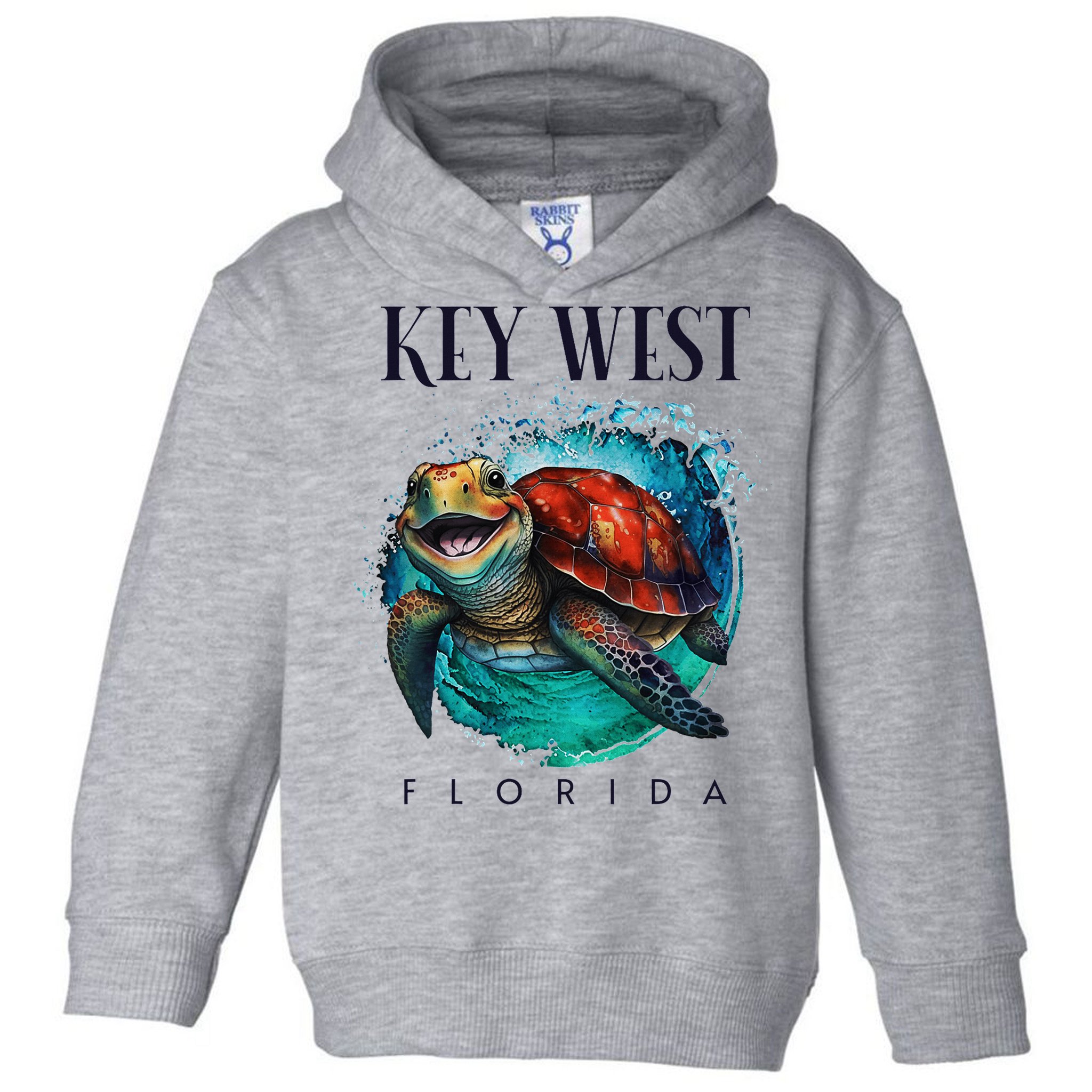 Key West Florida Watercolor Happy Sea Turtle Toddler Hoodie