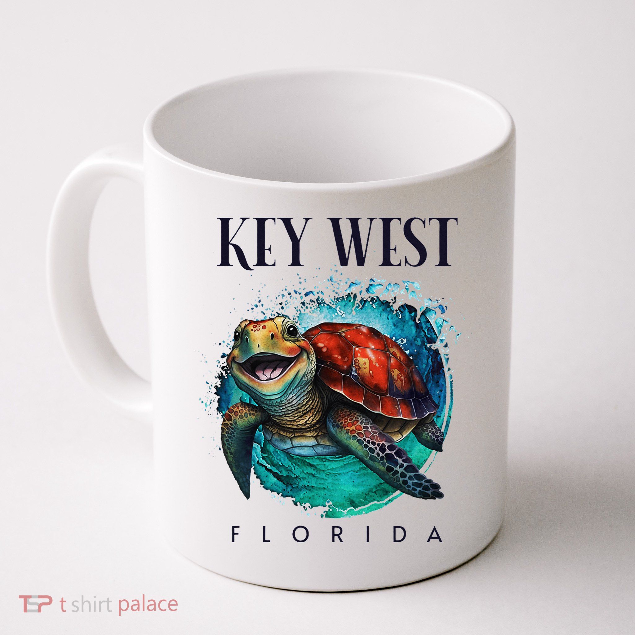 Key West Florida Watercolor Happy Sea Turtle Mug