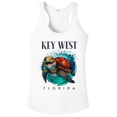 Key West Florida Watercolor Happy Sea Turtle Ladies PosiCharge Competitor Racerback Tank