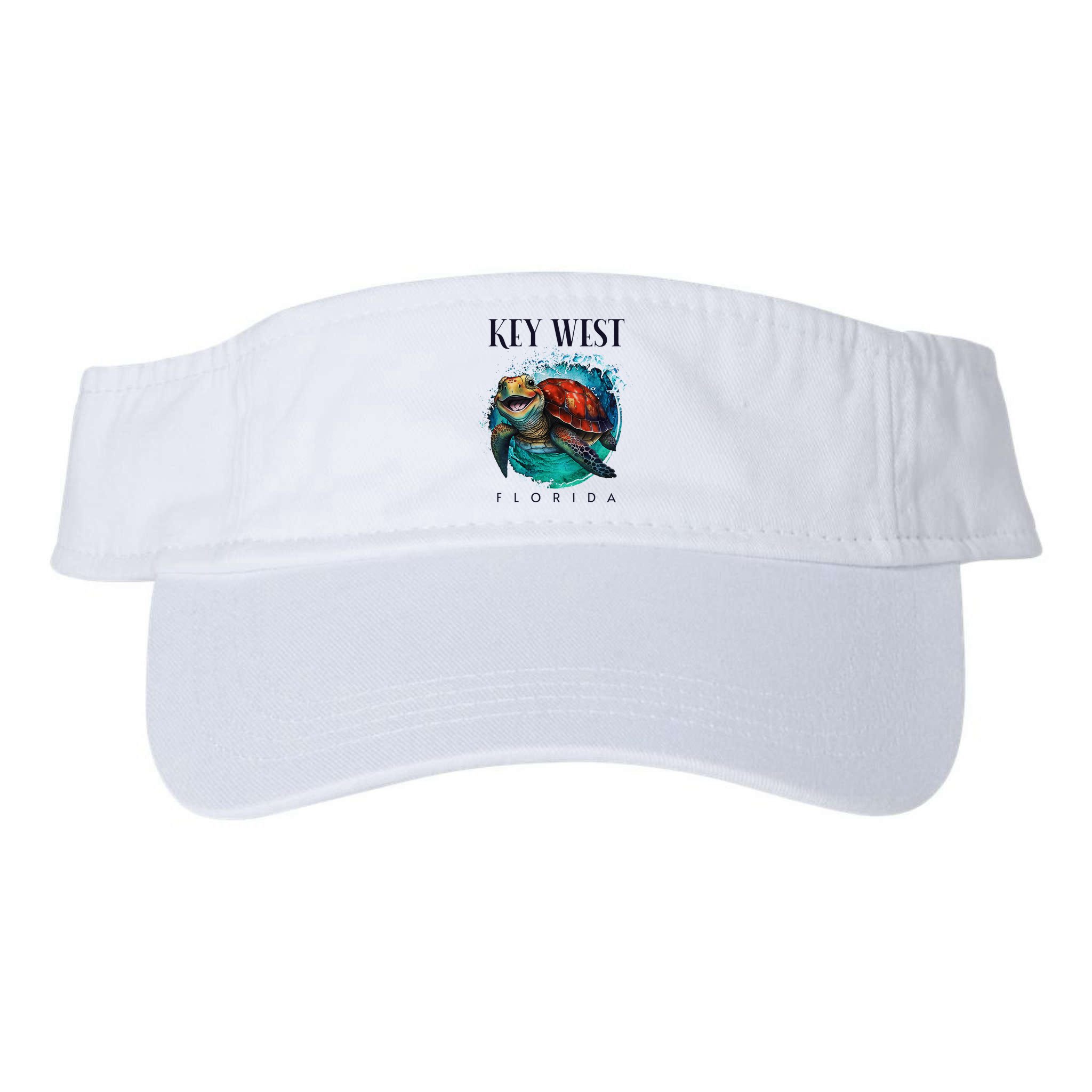 Key West Florida Watercolor Happy Sea Turtle Visor