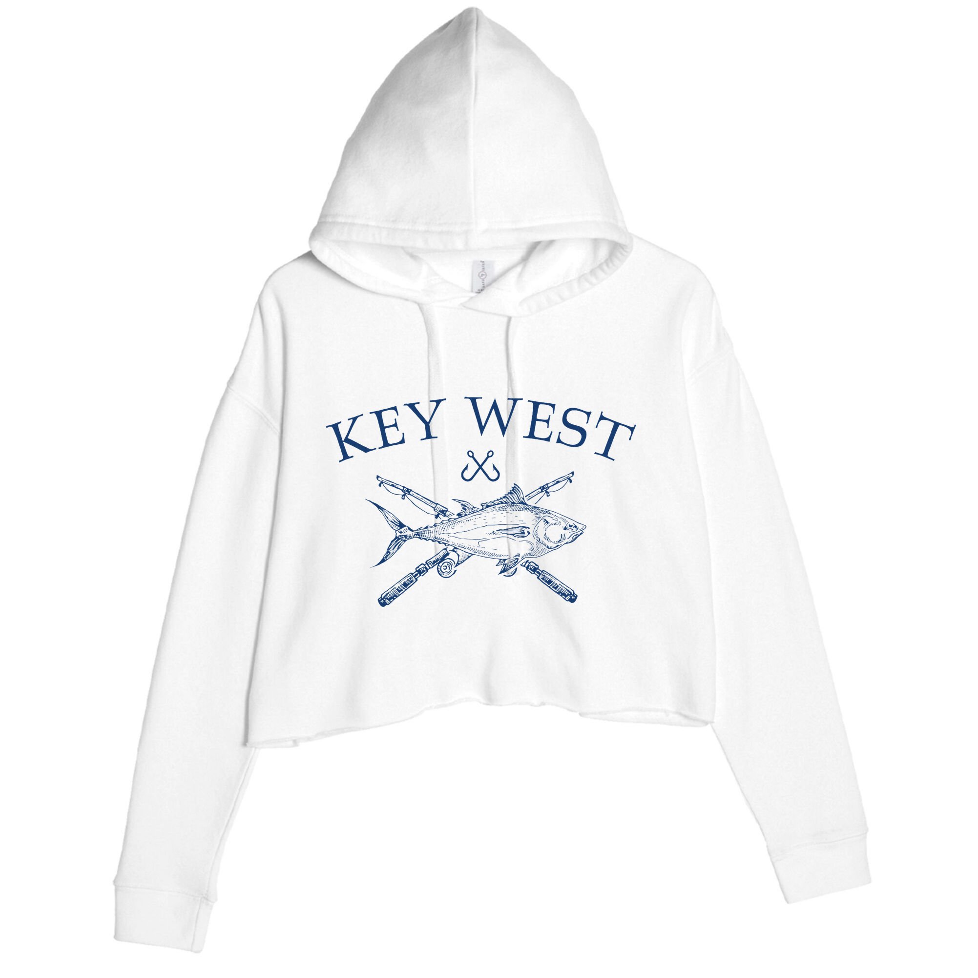 Key West Florida Souvenirs Fishing Vintage Crop Fleece Hoodie