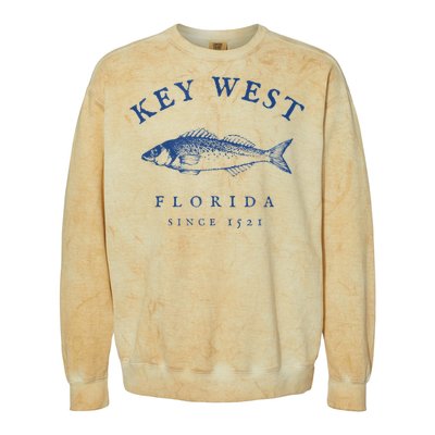 Key West Florida Vintage Fishing Colorblast Crewneck Sweatshirt