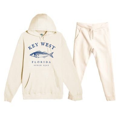 Key West Florida Vintage Fishing Premium Hooded Sweatsuit Set