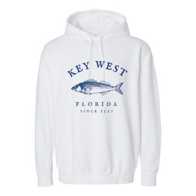 Key West Florida Vintage Fishing Garment-Dyed Fleece Hoodie